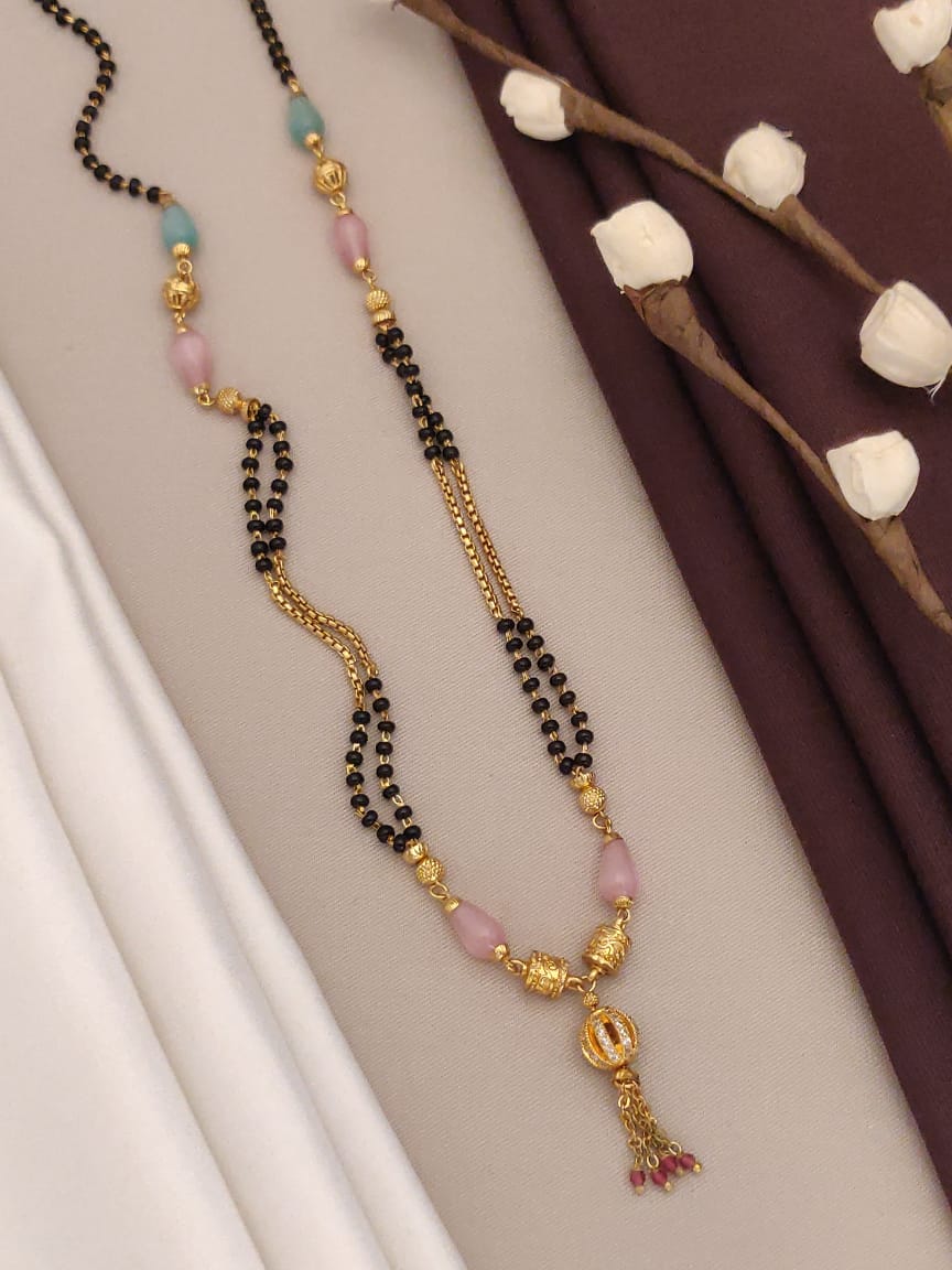 Fancy Mangalsutra with Prink Oval
