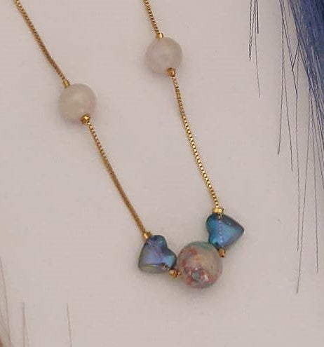 Fancy Necklace with Crystal Pearl with Earring