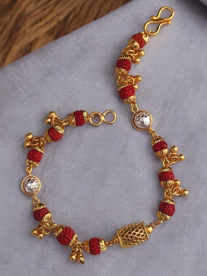 Rudraksh with Para and White Boll Bracelate