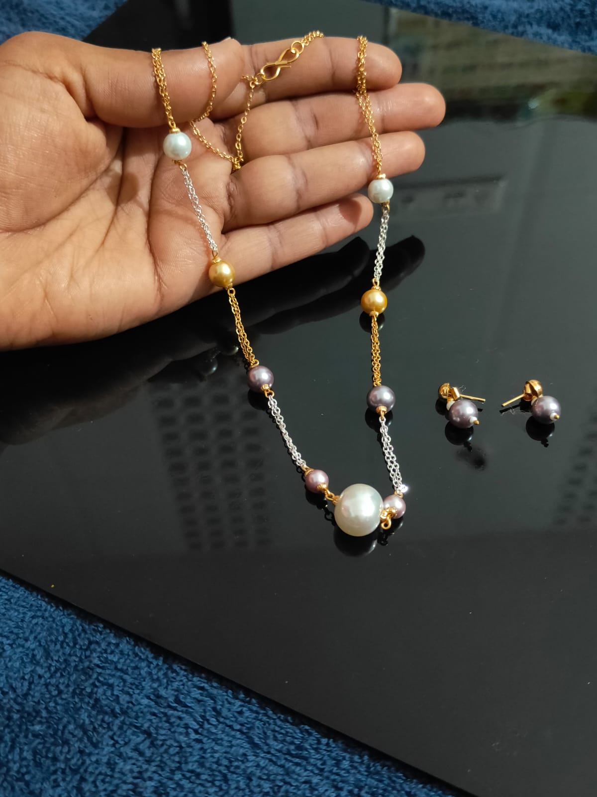 Necklace with Crystal Pearl with Earring